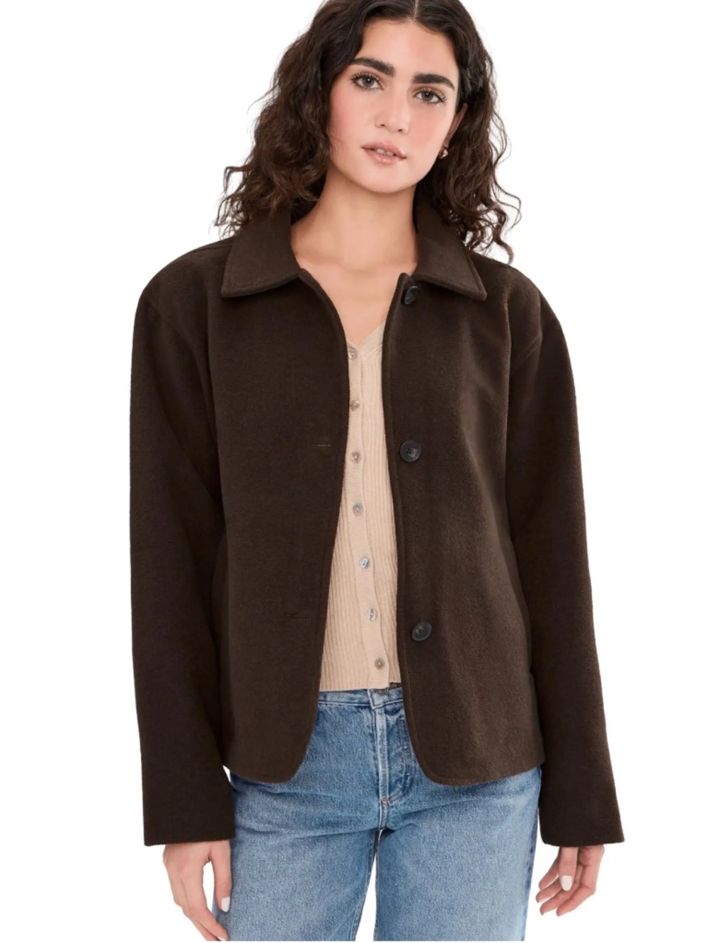 Introducing the Levi's® Wool Shortie Jacket, a chic and versa Chocolate Brown, M